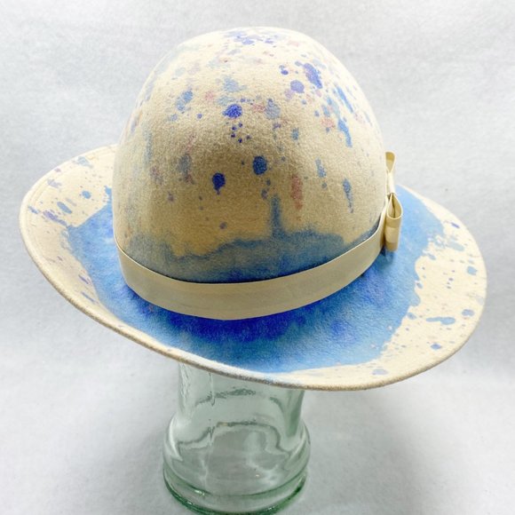 Custom Handmade Cream Pastel Tie-Dye Wool Rancher main image 8